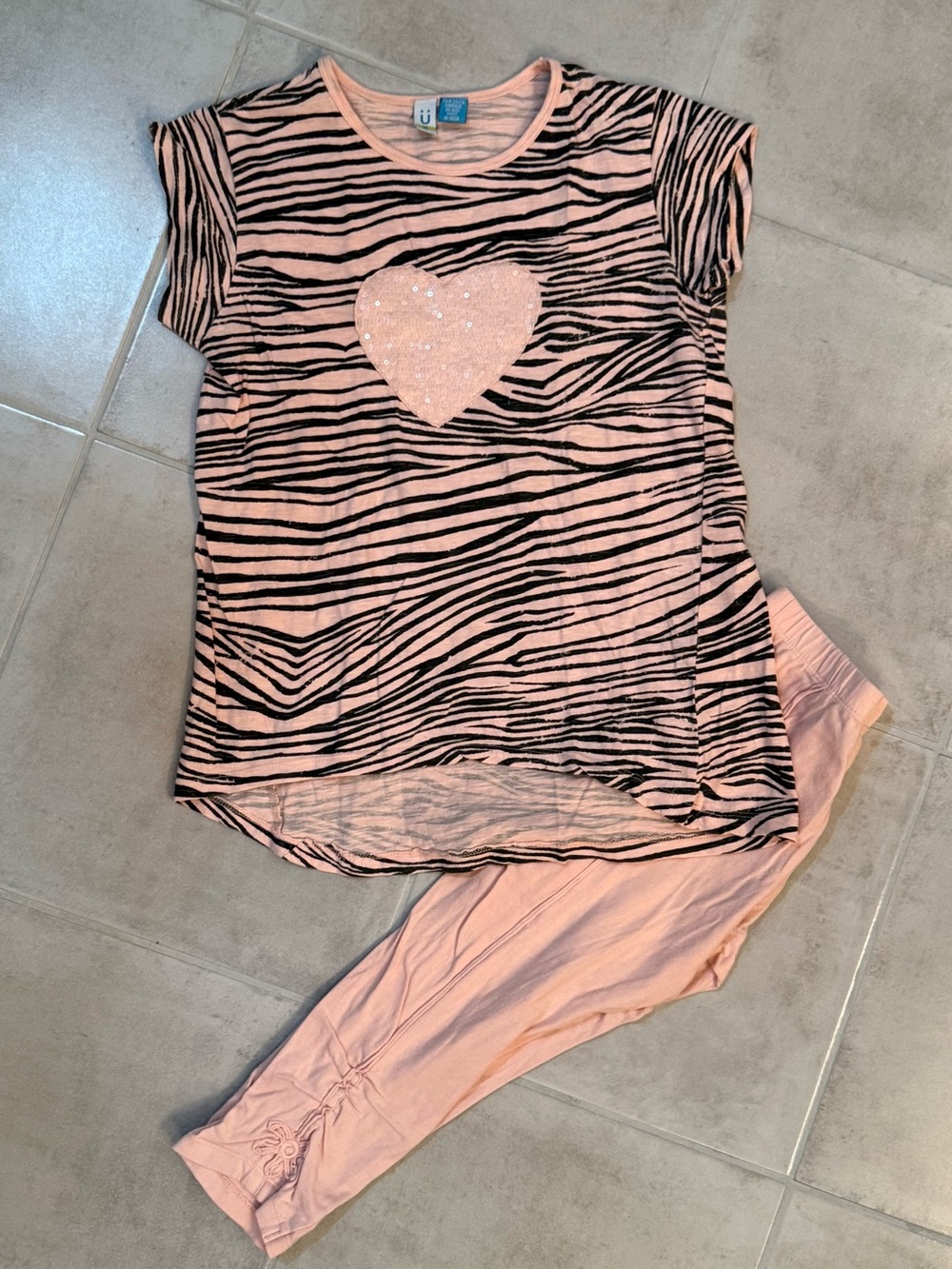 Blu by blu Pink Black Zebra Print Tunic & Capris Sz 14